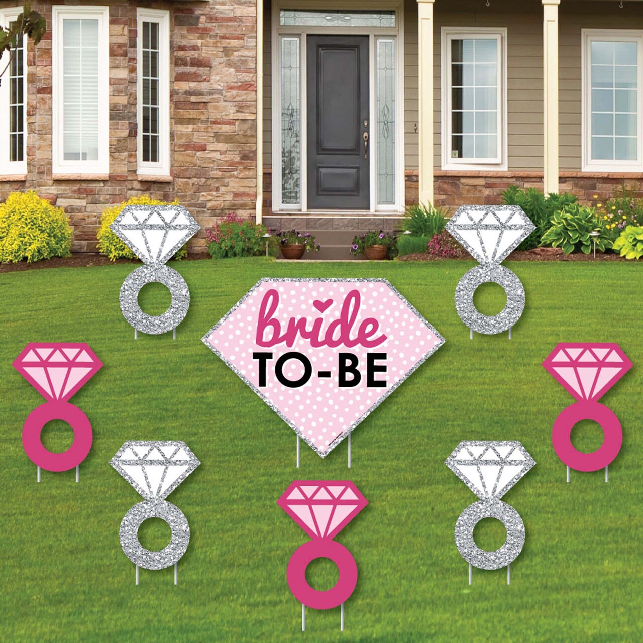 Big Dot of Happiness Bride-to-Be - Yard Sign & Outdoor Lawn Decorations - Bridal Shower or Classy Bachelorette Party Yard Signs - Set of 8